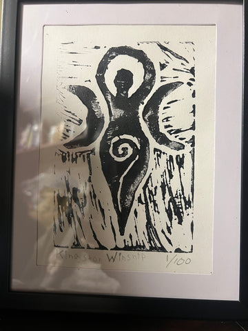 Linocut Print entitled "Mother Light"